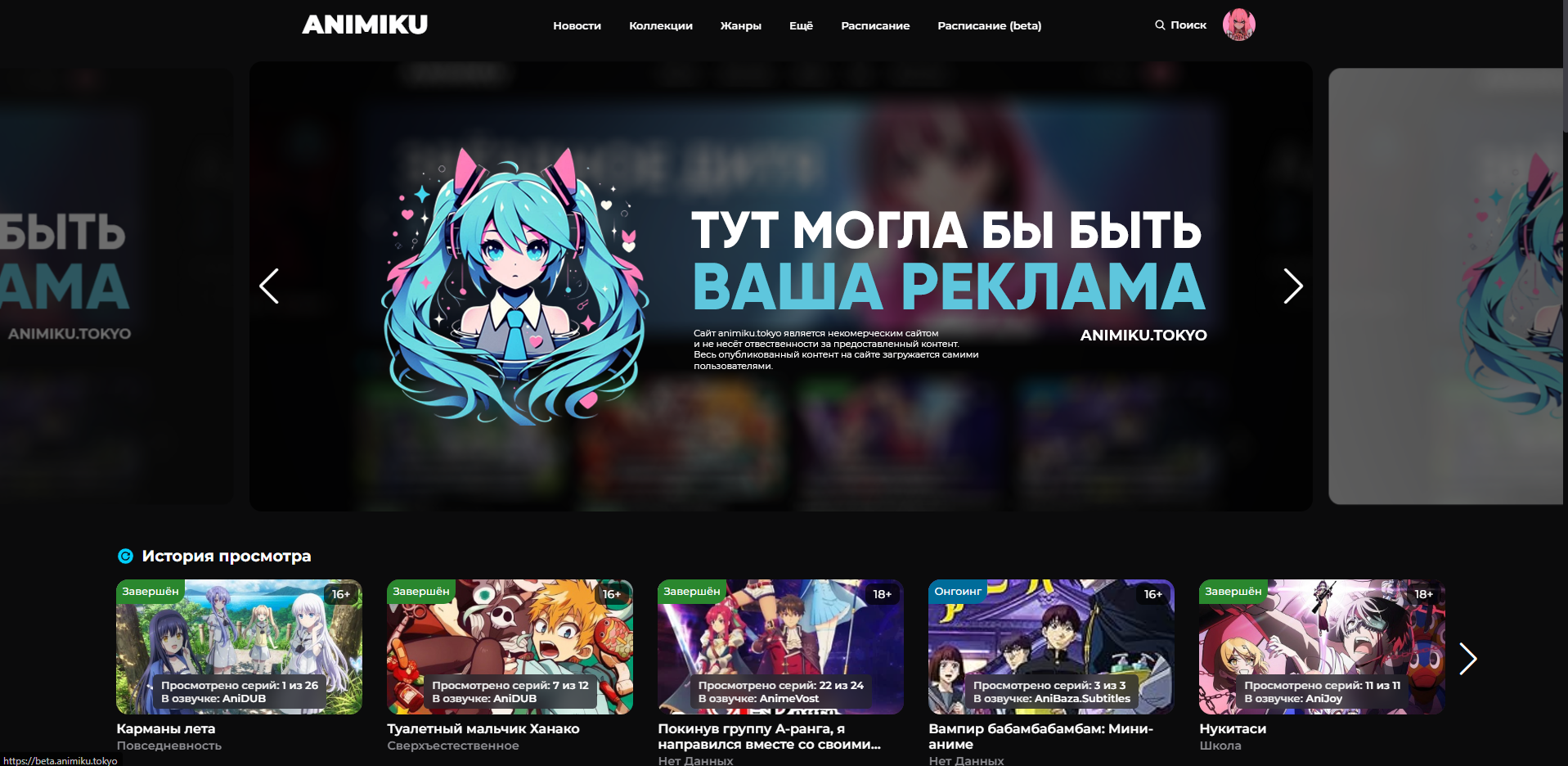 Скриншот проекта BETA ANIMIKU